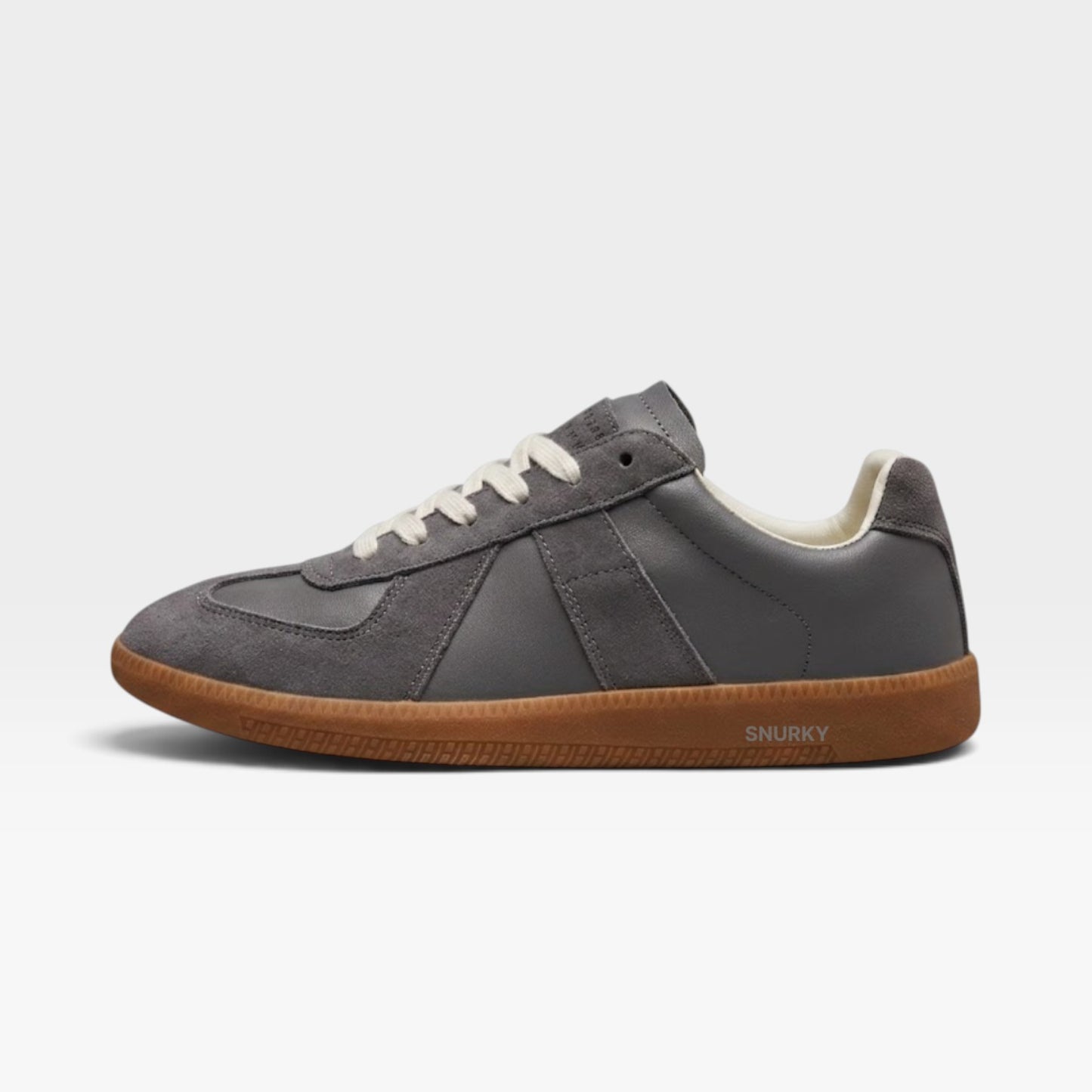 SNURKY GAT Vintage Sneaker Grau/Gum – Seitenansicht