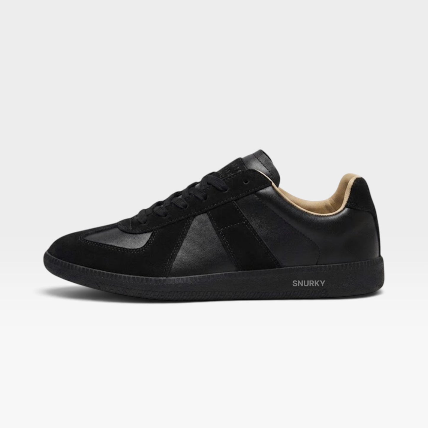 SNURKY GAT Vintage Sneaker Schwarz/Schwarz – Seitenansicht