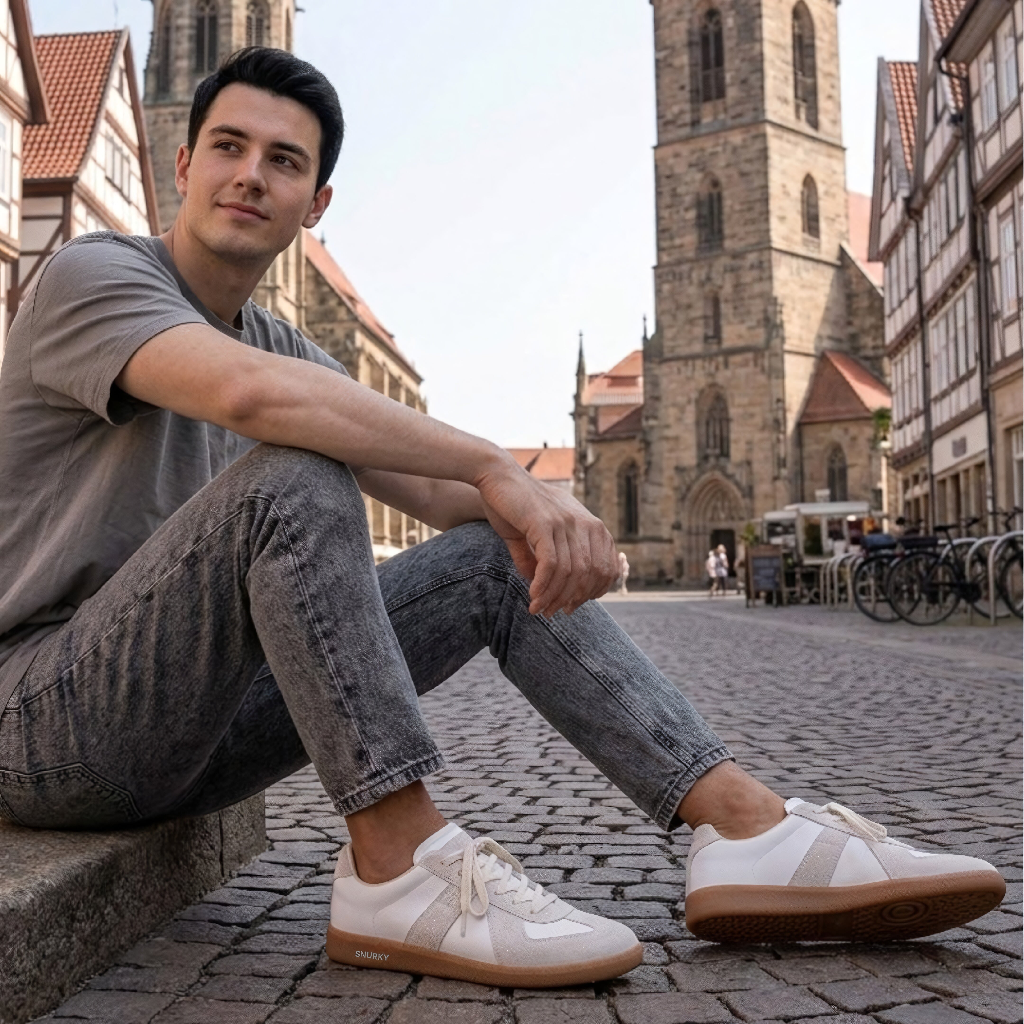 SNURKY GAT Vintage Sneaker Weiß/Gum – Budenswher-Schuhe