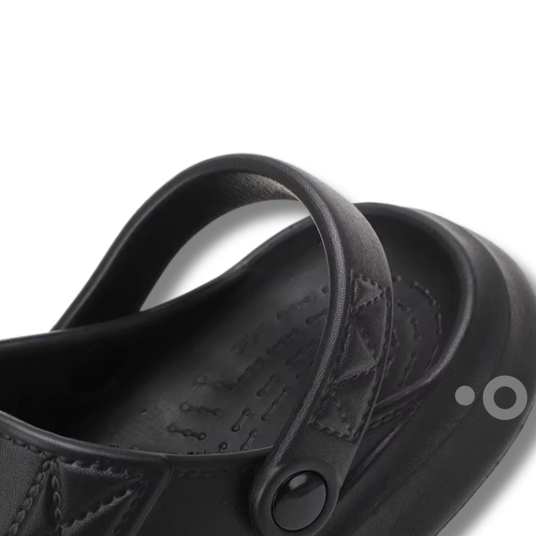 SNURKY Sandalen Schwarz - Detailaufnahme Riemen und Innensohle