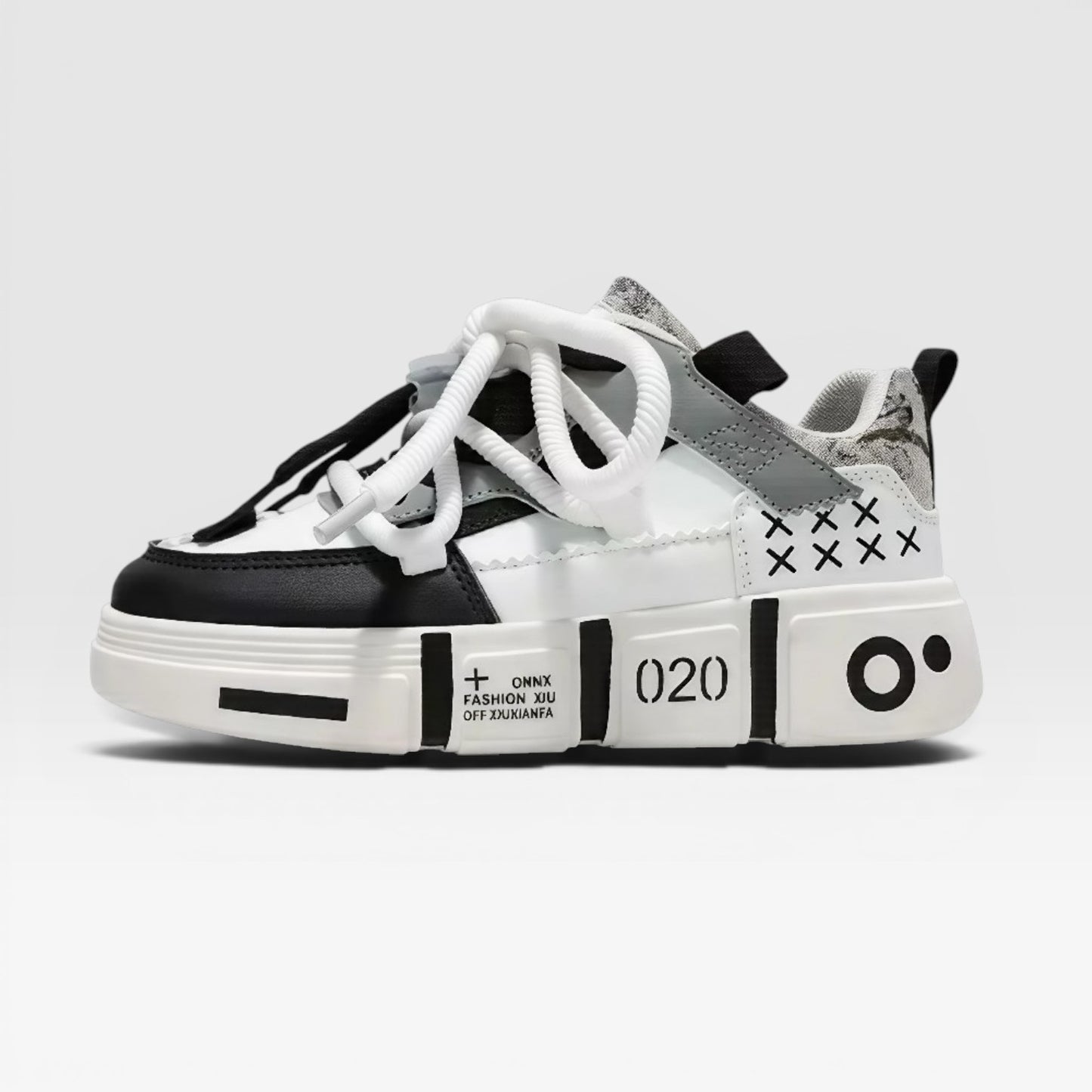 Snurky 020 Kinder Sneaker weiß und schwarzen – breite Zehenbox, leicht und bequem für Mädchen & Jungen, für Schule