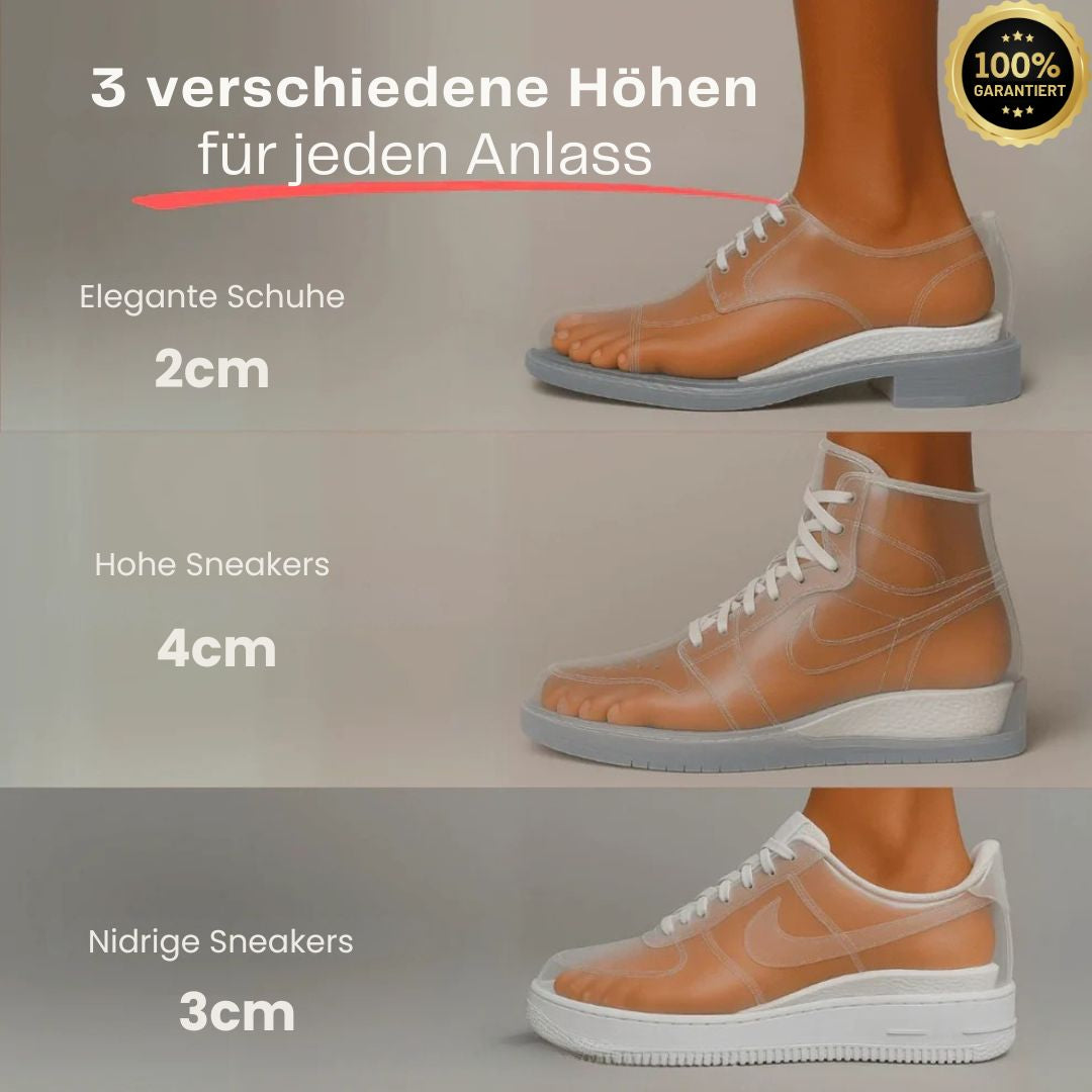 Snurky UPSOLE Erhöhungseinlagen – Detailaufnahme des ergonomischen Designs und atmungsaktiver Materialien